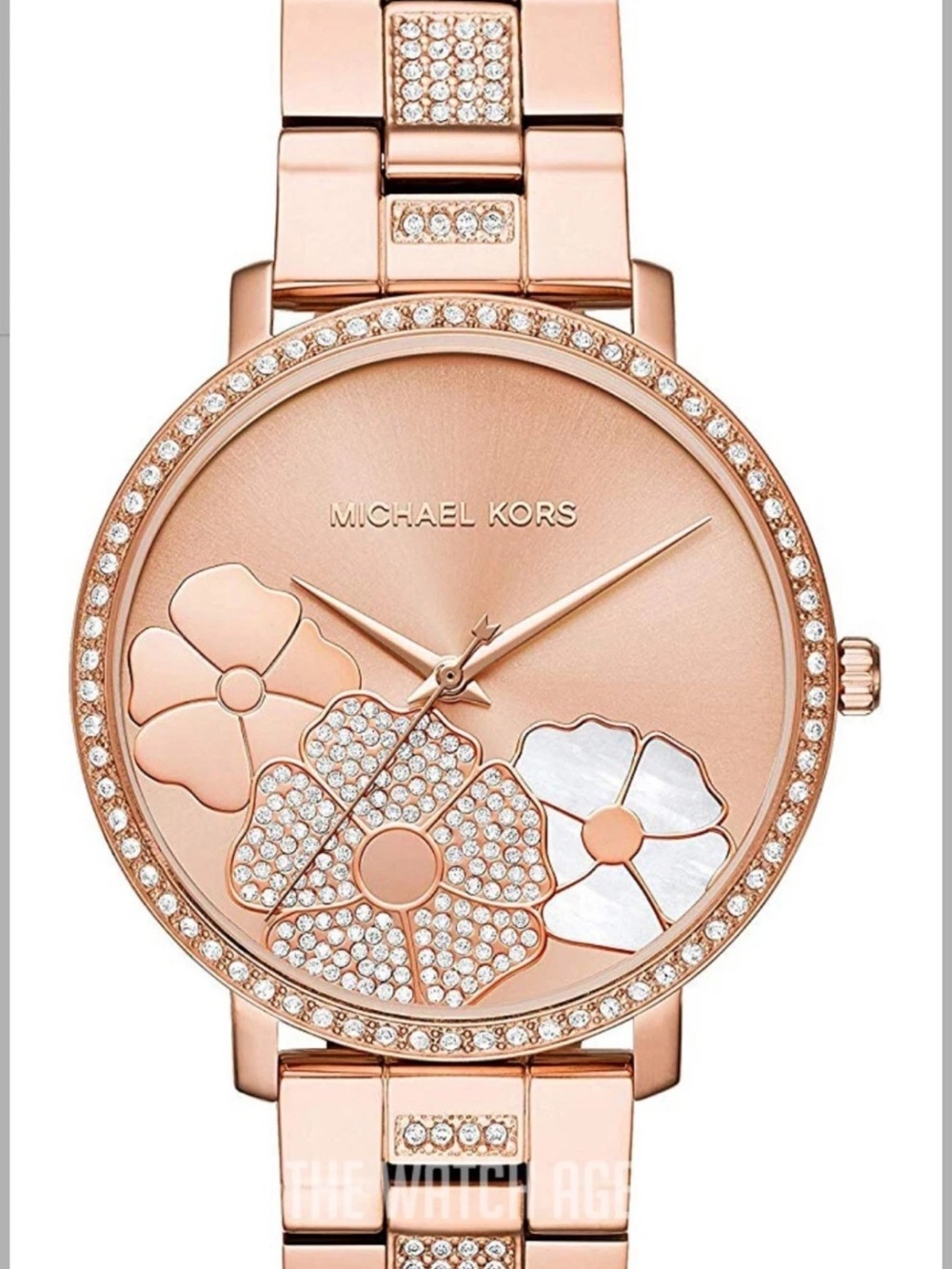 Michael Kors Rose Gold Floral Crystal Bracelet Watch